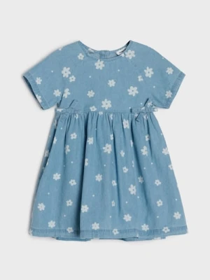 Sinsay - Sukienka jeansowa ze wzorem w kwiatki - niebieski