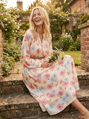 Sinsay - Sukienka koszulowa ze wzorkiem - wielobarwny