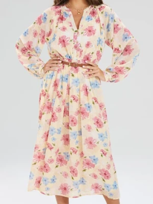 Sinsay - Sukienka koszulowa ze wzorkiem - wielobarwny