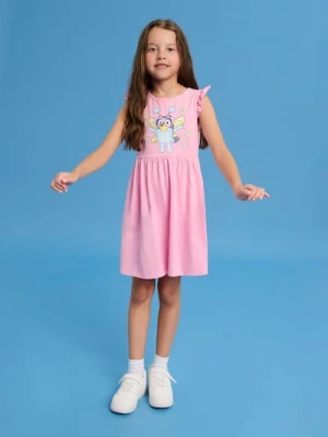 Sinsay - Sukienka marszczona w talii z ozdobnymi falbanami Bluey - różowy