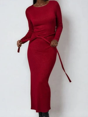 Sinsay - Sukienka maxi dresowa - czerwony