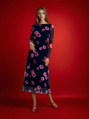 Sinsay - Sukienka maxi z dekoltem na plecach w kwiaty - wielobarwny