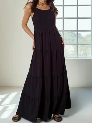 Sinsay - Sukienka maxi z efektem stopniowania - czarny