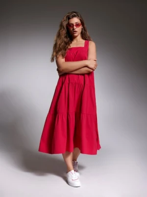 Sinsay - Sukienka maxi z marszczeniami - różowy