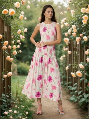 Sinsay - Sukienka maxi z marszczeniem w kwiatowy wzór - wielobarwny