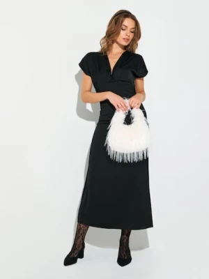 Sinsay - Sukienka maxi z rozcięciem z domieszką wiskozy - czarny