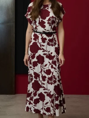 Sinsay - Sukienka maxi ze wzorem kwiatowym - bordowy