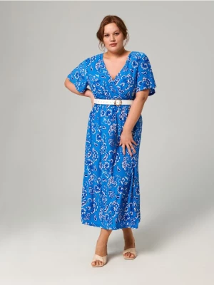 Sinsay - Sukienka maxi ze wzorem - niebieski
