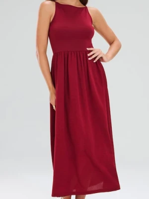 Sinsay - Sukienka midi na ramiączkach - bordowy