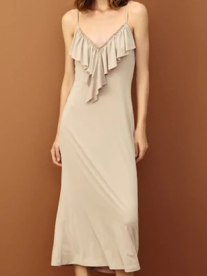 Sinsay - Sukienka midi na ramiączkach - kremowy