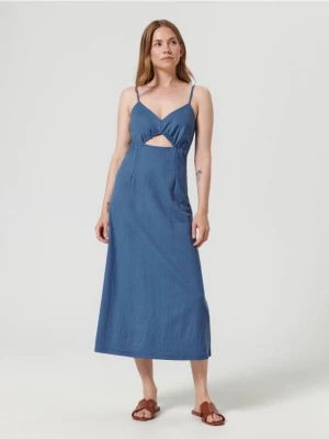 Sinsay - Sukienka midi na ramiączkach - niebieski