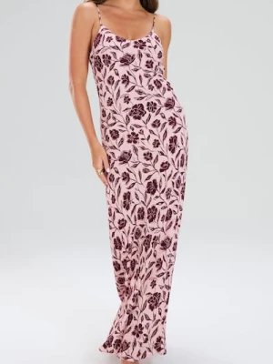 Sinsay - Sukienka midi na ramiączkach w kwiaty - bordowy