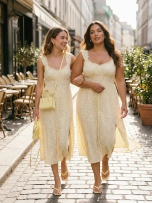 Sinsay - Sukienka midi na ramiączkach w kwiaty z lyocellu - wielobarwny