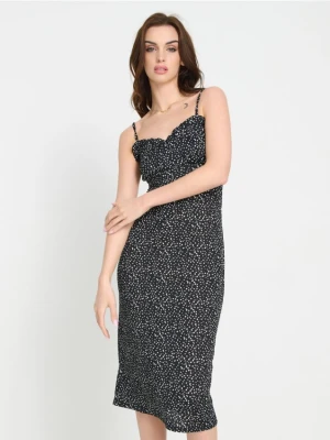 Sinsay - Sukienka midi na ramiączkach z ozdobnym dekoltem - wielobarwny