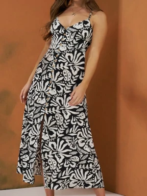 Sinsay - Sukienka midi na ramiączkach z wiskozy - wielobarwny