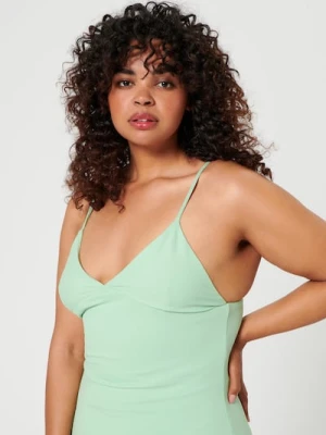 Sinsay - Sukienka midi na ramiączkach - zielony