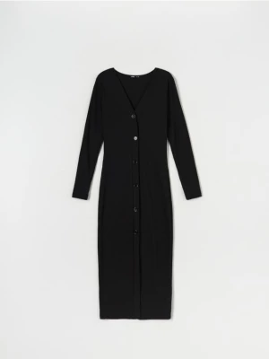 Sinsay - Sukienka midi prążkowana - czarny