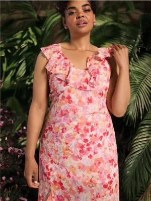 Sinsay - Sukienka midi w kwiaty - wielobarwny