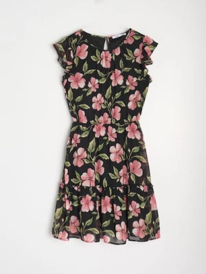 Sinsay - Sukienka midi w kwiaty - wielobarwny