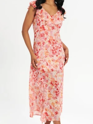 Sinsay - Sukienka midi w kwiaty - wielobarwny