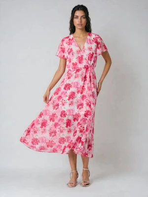 Sinsay - Sukienka midi w kwiaty - wielobarwny