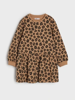 Sinsay - Sukienka midi w panterkę - beżowy