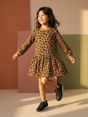 Sinsay - Sukienka midi w panterkę - beżowy