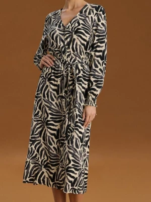 Sinsay - Sukienka midi w roślinny wzór - wielobarwny