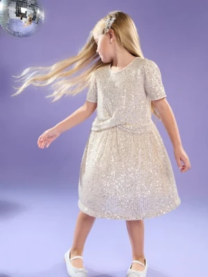 Sinsay - Sukienka midi z cekinami - złoty