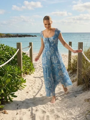 Sinsay - Sukienka midi z efektem stopniowania i marszczeniami - wielobarwny