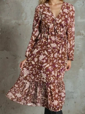 Zdjęcie produktu Sinsay - Sukienka midi z falbanami w kwiaty - wielobarwny