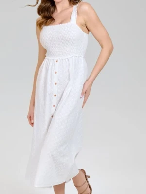 Sinsay - Sukienka midi z haftowanym zdobieniem - biały