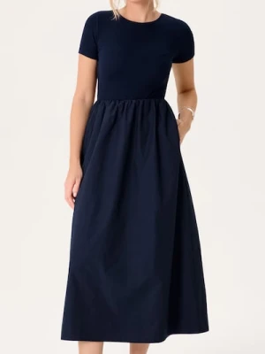 Sinsay - Sukienka midi z krótkim rękawem - granatowy