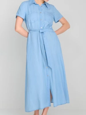 Sinsay - Sukienka midi z lyocellu - niebieski