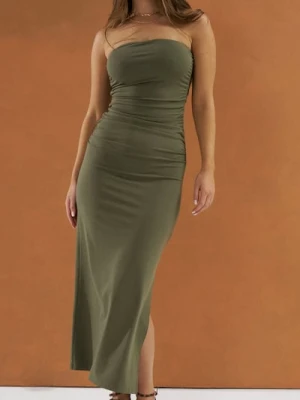 Sinsay - Sukienka midi z marszczeniami - zielony