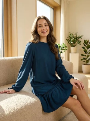 Sinsay - Sukienka midi z ozdobnymi wiązaniami - niebieski