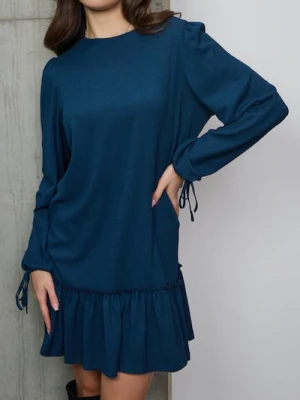 Sinsay - Sukienka midi z ozdobnymi wiązaniami - niebieski