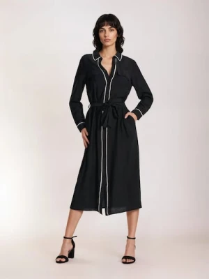 Sinsay - Sukienka midi z paskiem - czarny