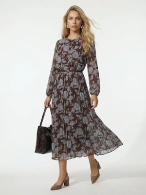 Sinsay - Sukienka midi z plisowanym dołem i paskiem - wielobarwny