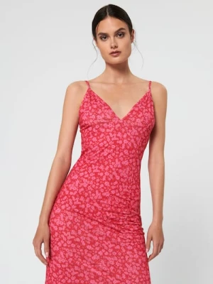 Sinsay - Sukienka midi z rozcięciem - różowy