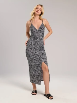 Sinsay - Sukienka midi z rozcięciem - wielobarwny