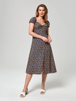 Sinsay - Sukienka midi z wiązaniem - czarny