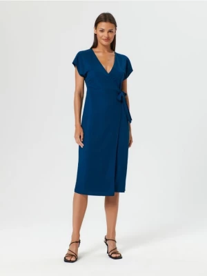 Sinsay - Sukienka midi z wiązaniem - niebieski