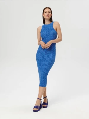 Sinsay - Sukienka midi ze wzorem - niebieski