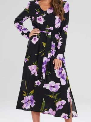 Sinsay - Sukienka midi ze wzorem - wielobarwny