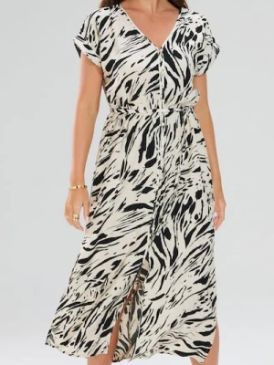 Sinsay - Sukienka midi ze wzorkiem - wielobarwny