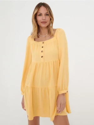 Sinsay - Sukienka mini babydoll - kremowy