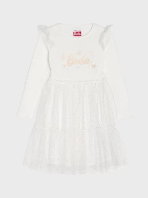 Sinsay - Sukienka mini Barbie - kremowy