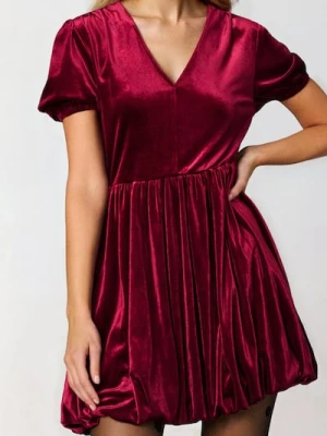 Sinsay - Sukienka mini bombka - bordowy