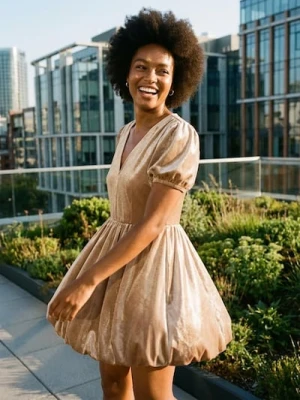 Sinsay - Sukienka mini bombka - złoty